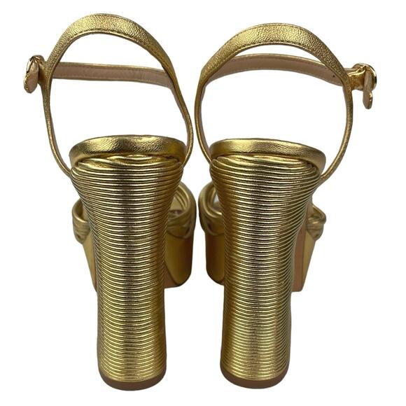 Rachel Zoe Gold Metallic Avery Platform Slingback Open Toe High Heels Sandals 7 - Picture 3 of 7